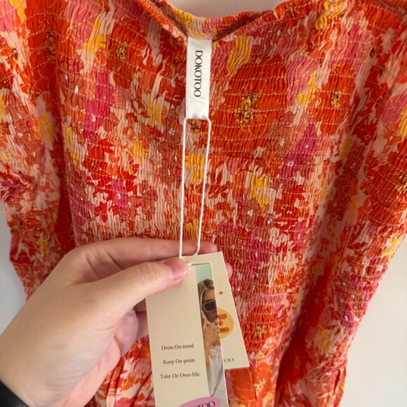 Orange and Pink Floral Dress - NWT - Picture 5 of 5